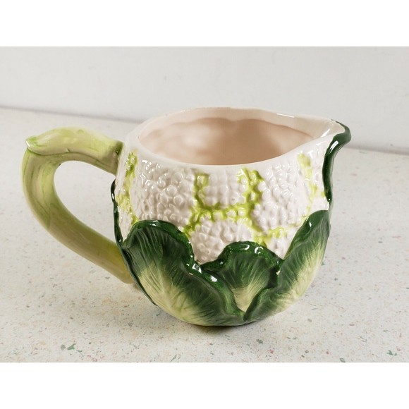 Vintage Hand Painted Cauliflower Creamer Sugar Dish Set  Monte Verde Man - Picture 3 of 12